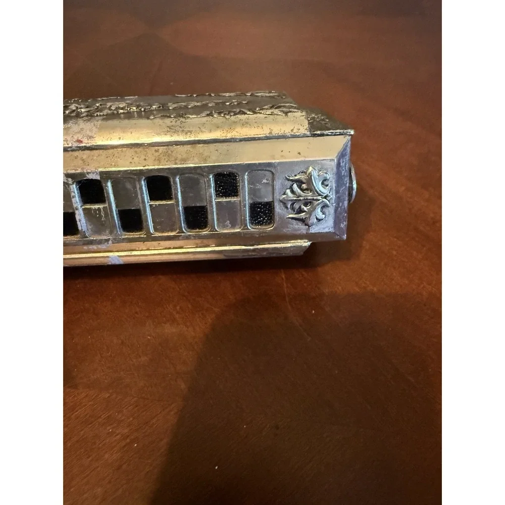 Vtg 50's Victorian Musical‎ Silverplate Jewelry Trinket Box Red Velvet Japan